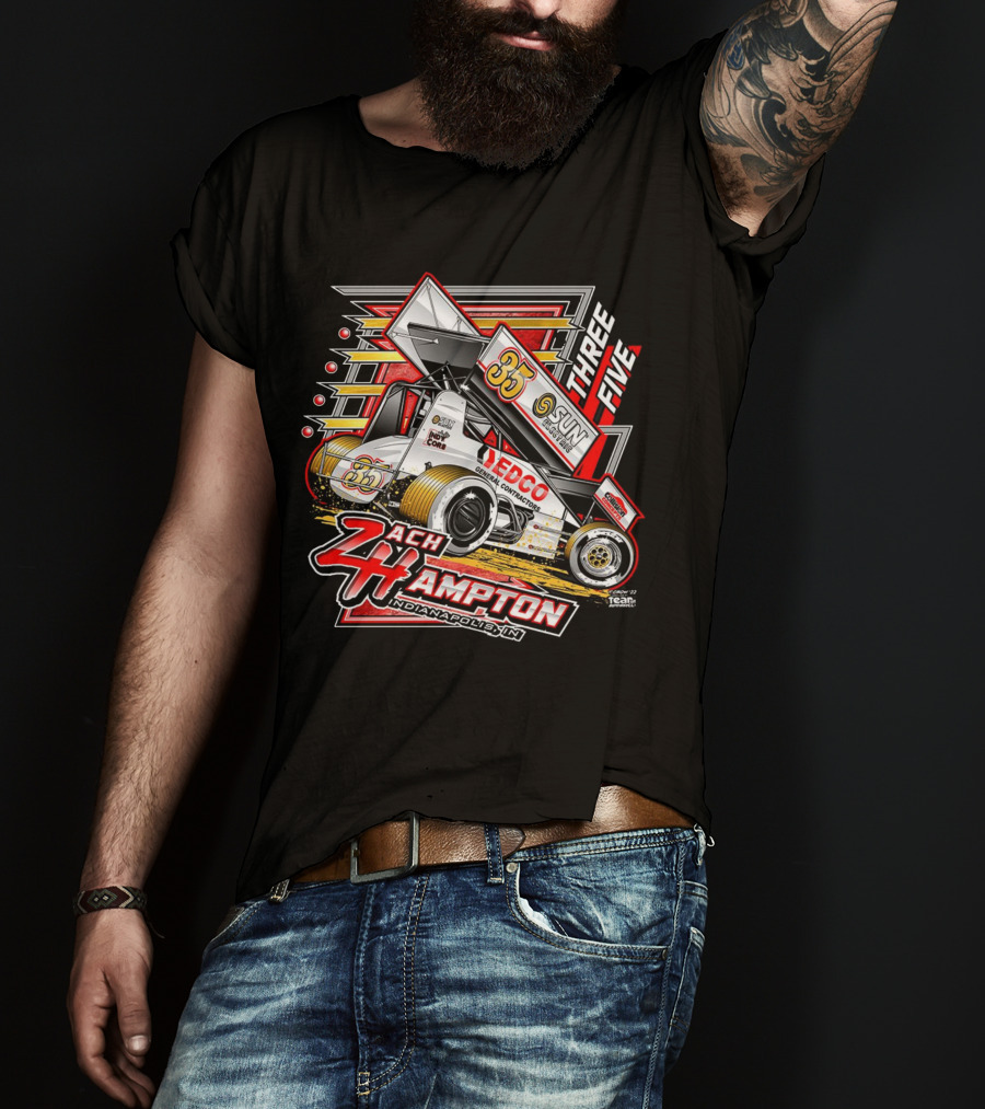Zach Hampton Indianapolis IN Three Five 35 Sun Sprint Car Racing T-Shirt