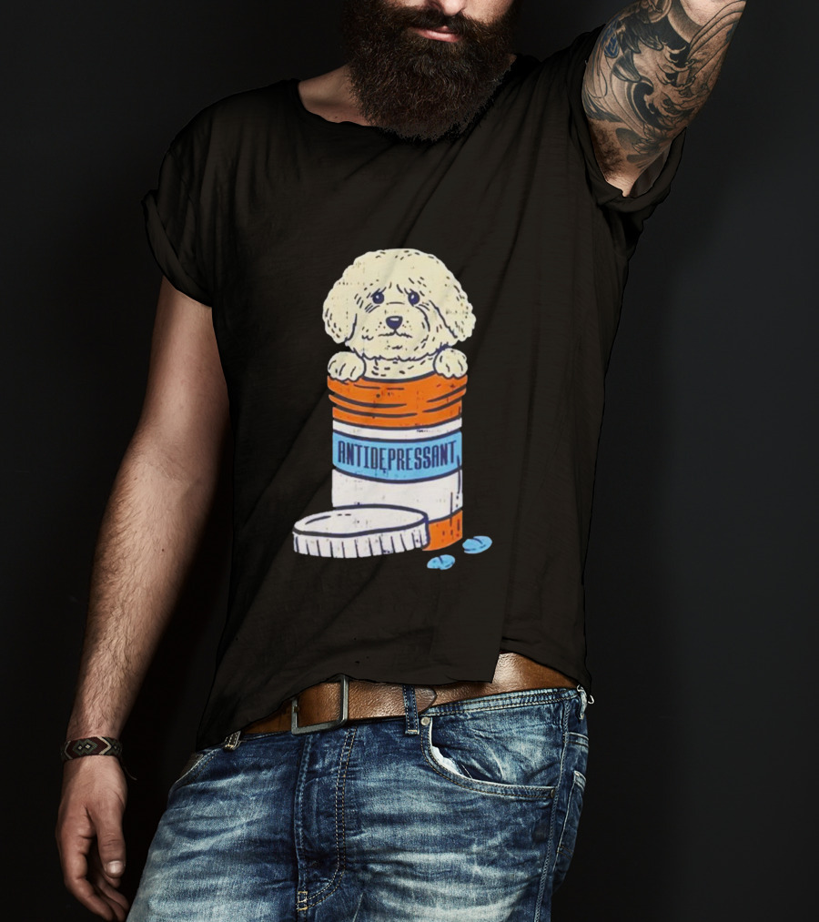 Bichons Frises Antidepressant Dog In Pill Bottle T-Shirt