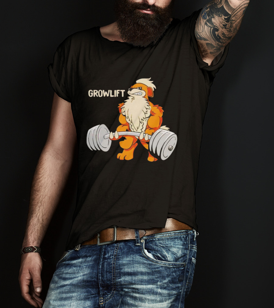Growlift Lifting Barbell Cartoon Monster T-Shirt