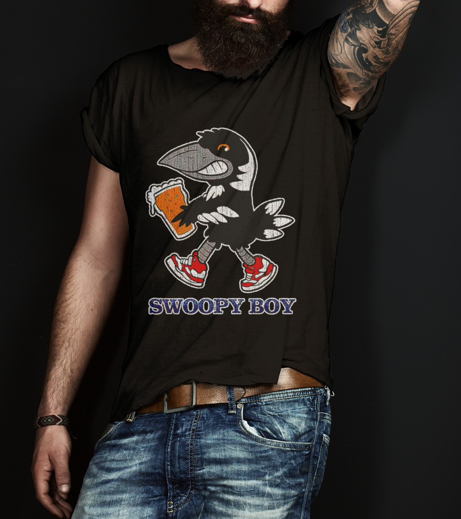 Swoopy Boy Crow With Beer And Sneakers T-Shirt