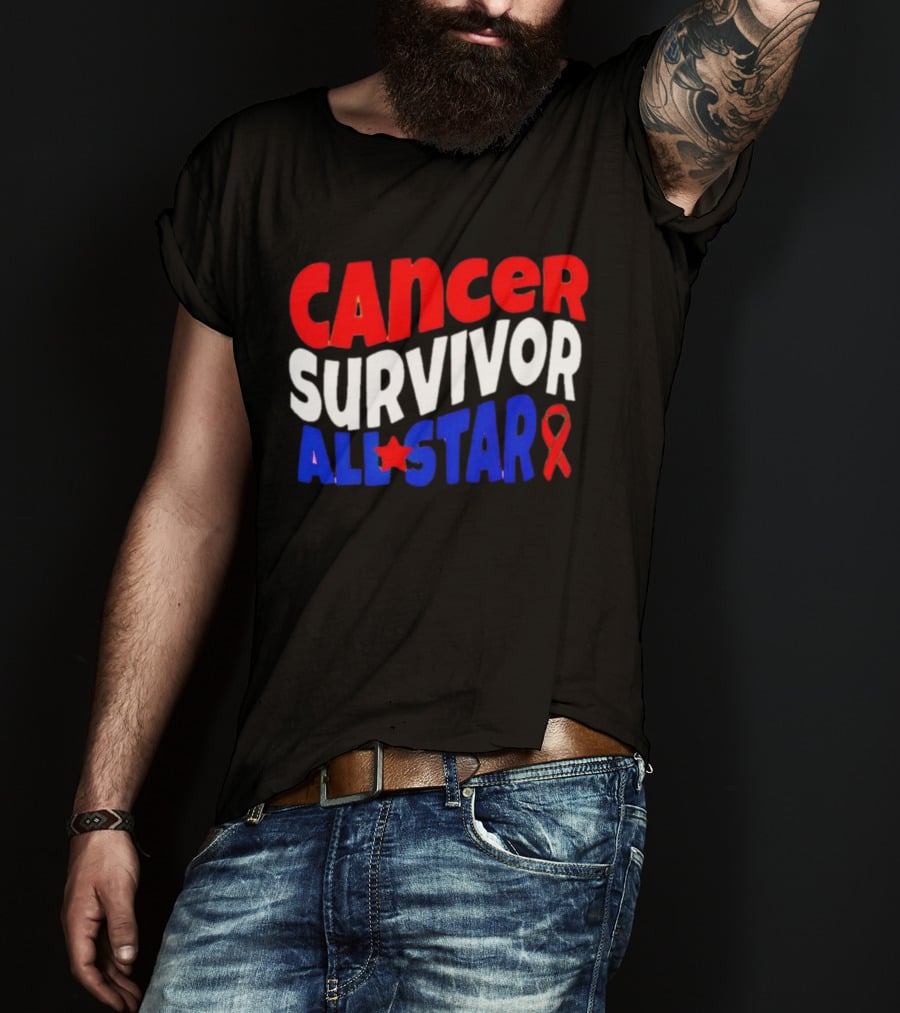 Cancer Survivor All Star Red White Blue T-Shirt