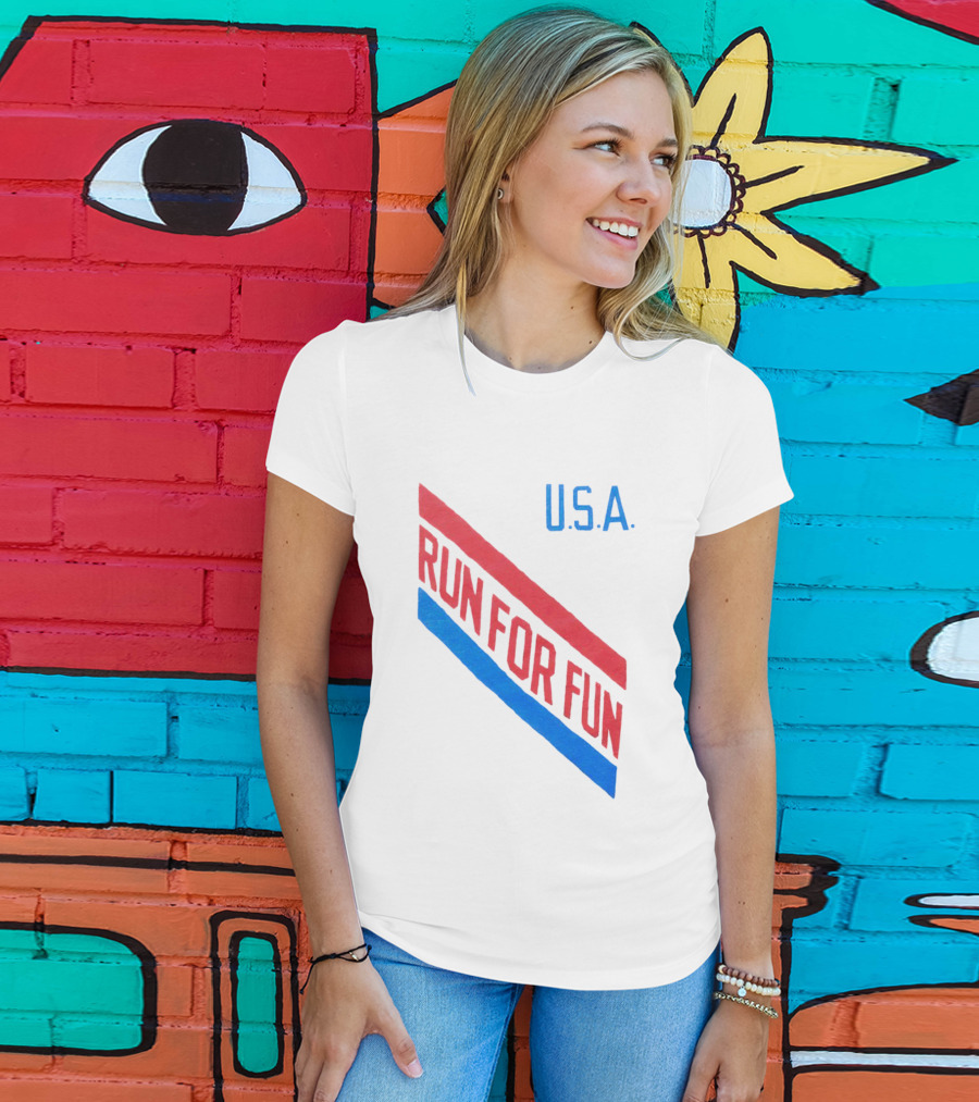 U.S.A. Red And Blue Run For Fun T-Shirt