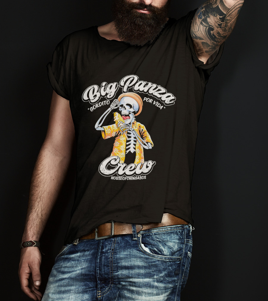 Big Panza Crew Gordito Por Vida House Of Chingasos Skeleton In Hawaiian T-Shirt