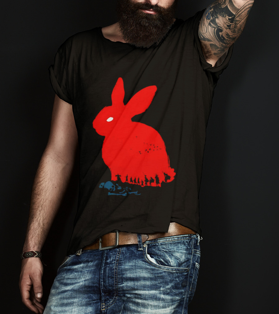 Death Awaits Red Rabbit Skull T-Shirt