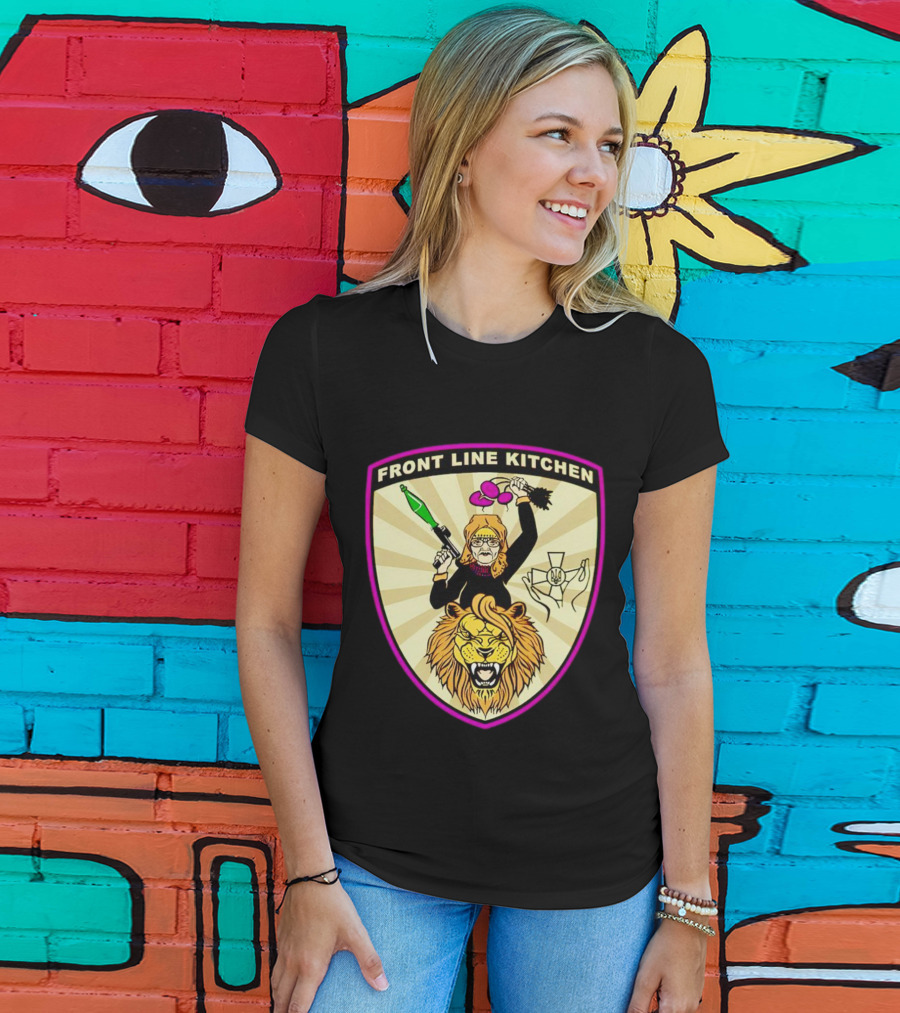 Front Line Kitchen Warrior With Viking Helmet And Lion Emblem T-Shirt