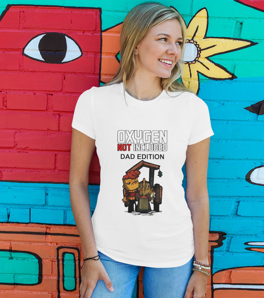 Oxygen Not Included Dad Edition Cartoon Character With Tool And Machine T-Shirt