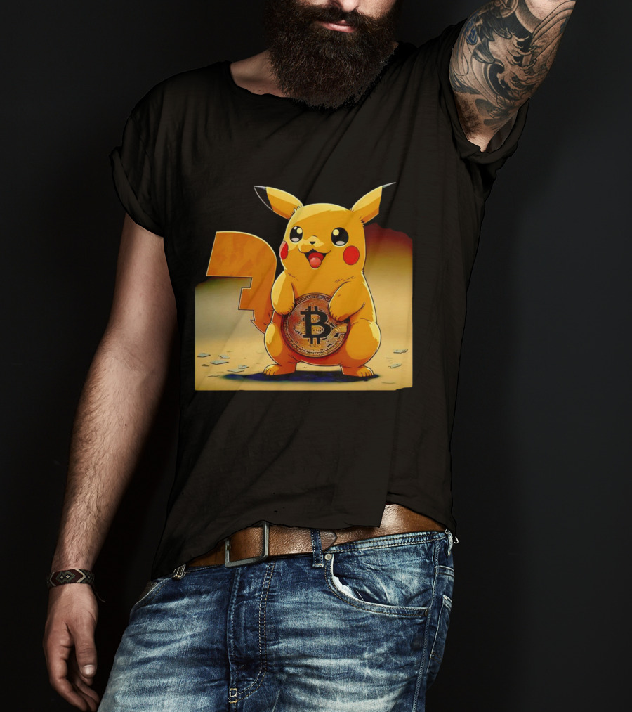 Pikacoin Bitcoin Pikachu Holding Cryptocurrency Coin T-Shirt