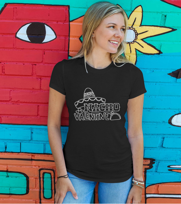 Nacho Valentine Sombrero Taco Hearts Fun Playful T-Shirt