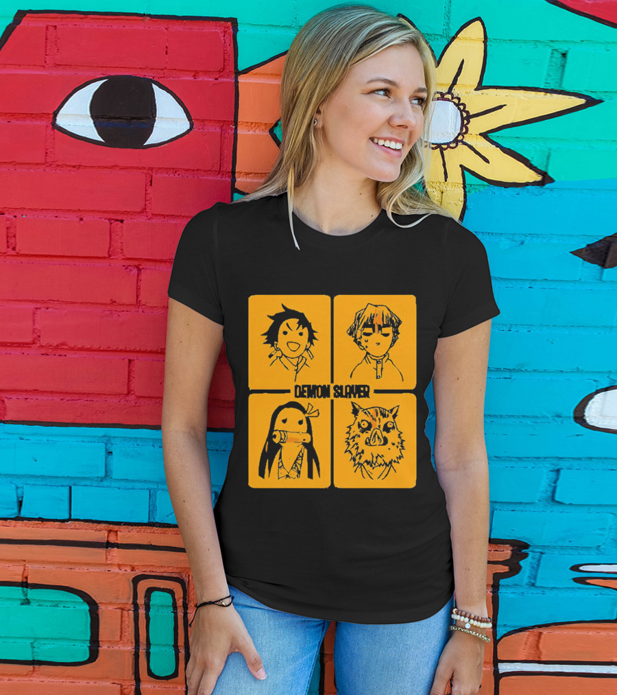 Demon Slayer Tanjiro Nezuko Inosuke Zenitsu Iconic Characters T-Shirt