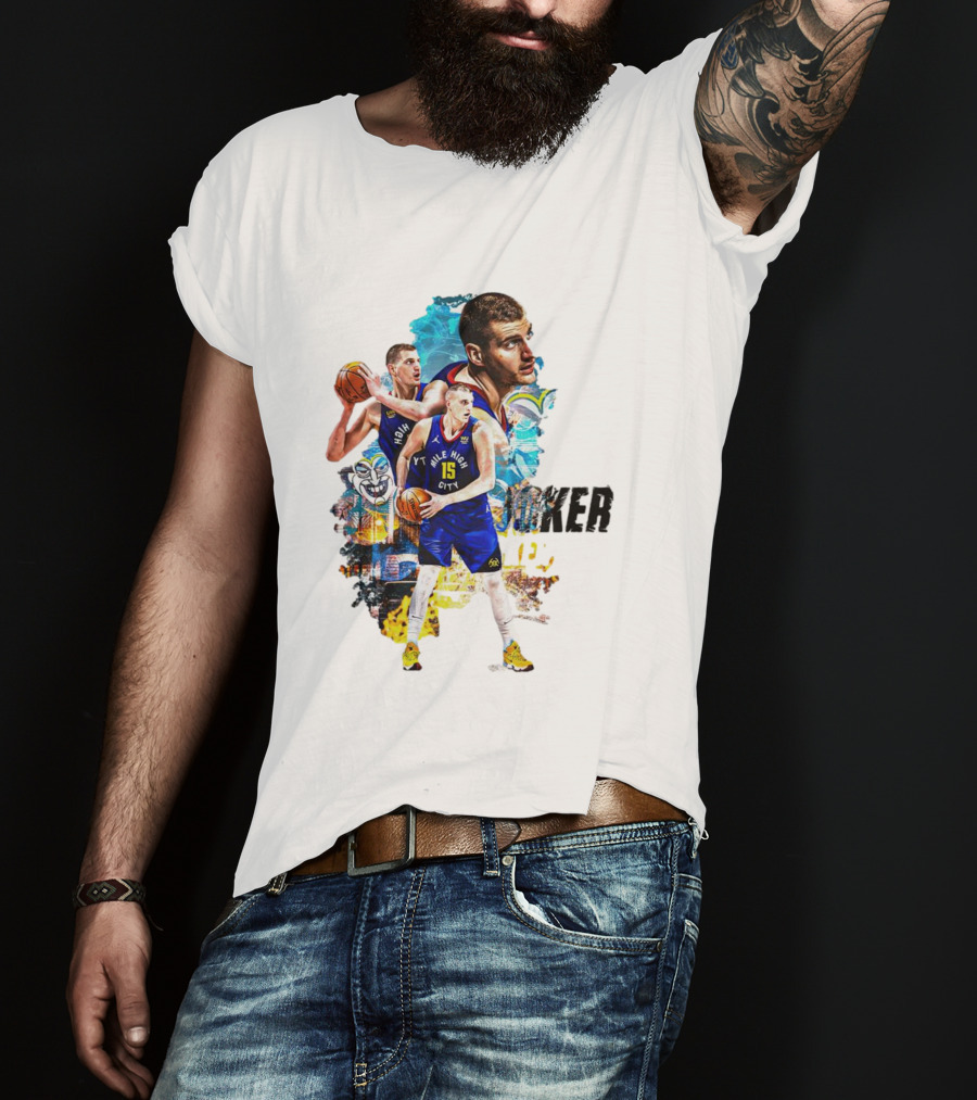 Nikola Jokic Joker Denver Basketball Player Dynamic Collage T-Shirt