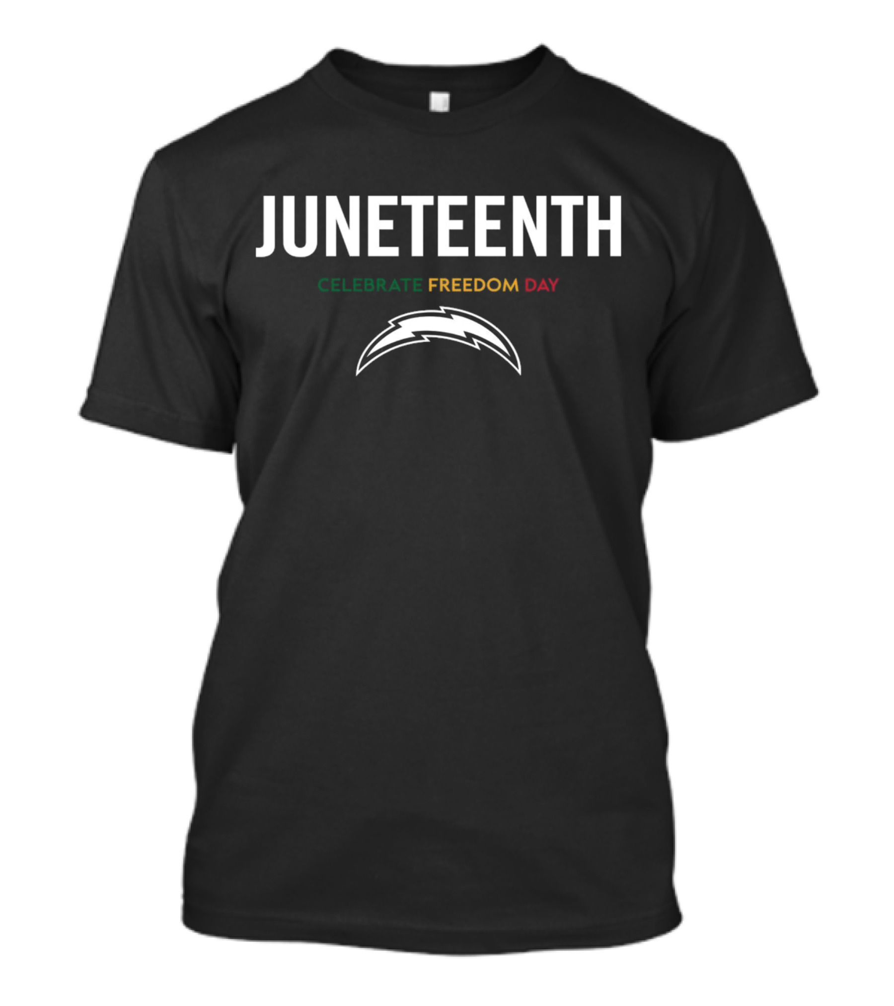 Juneteenth Celebrate Freedom Day Los Angeles Chargers Bolt T-Shirt