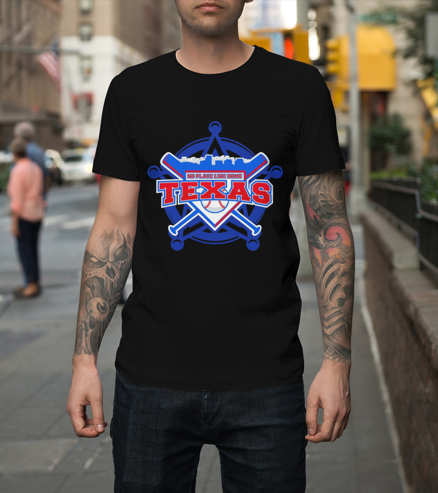 No Place Like Home Texas Baseball Crossed Bats And Ball T-Shirt