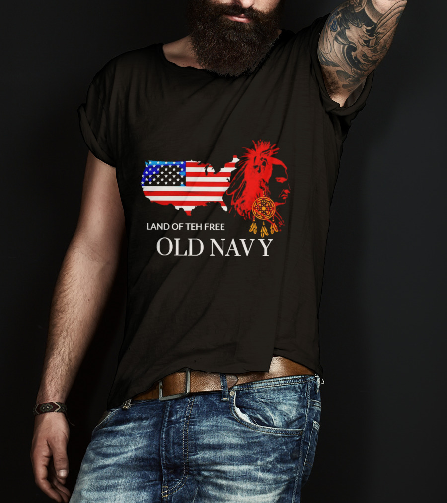 Land Of Teh Free Old Navy USA Flag Native American T-Shirt