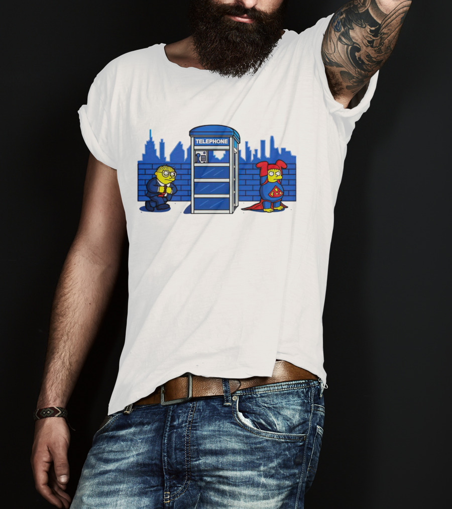 Simpson Telephone Booth Superhero Transform T-Shirt