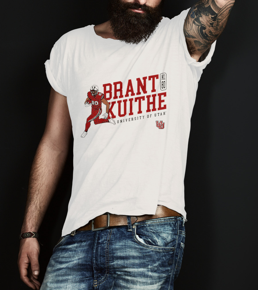 Brant Kuithe No. 80 University Of Utah Utes Football Caricature T-Shirt