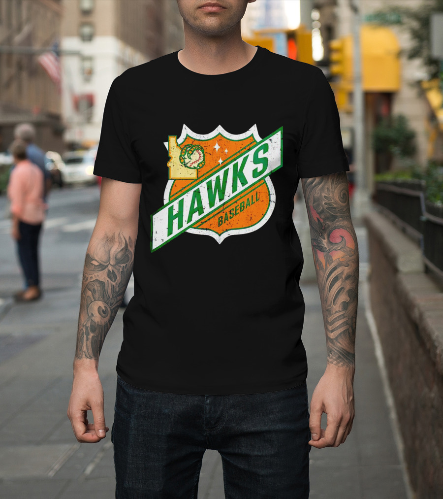 Hawks Baseball Idaho Highway Shield T-Shirt