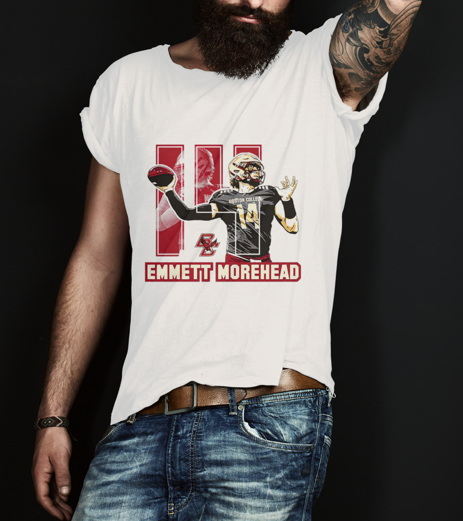 Emmett Morehead Boston College Eagles NCAA Football Caricature Quarterback Number 14 T-Shirt