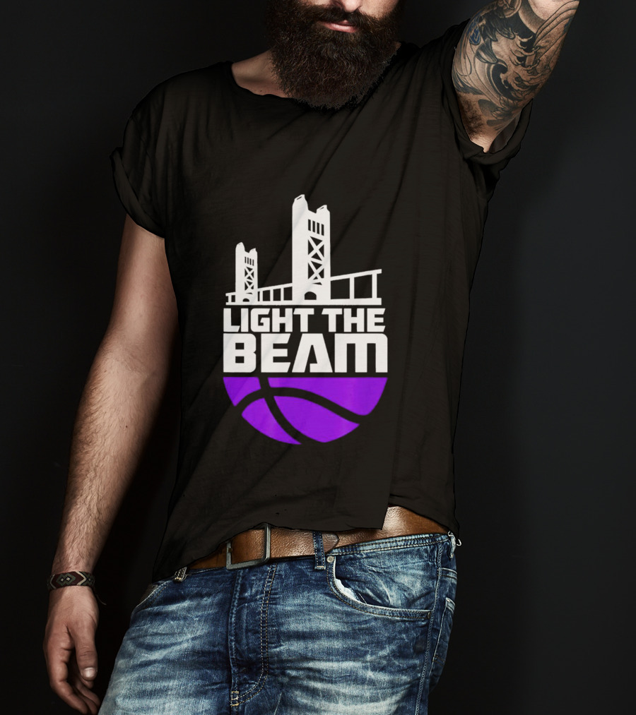Light The Beam Sacramento Kings Skyline Basketball T-Shirt