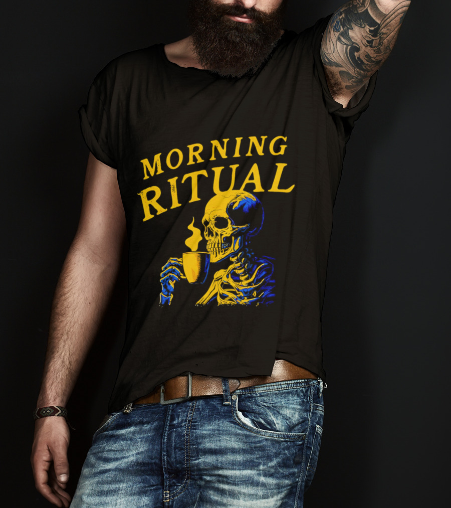 Morning Ritual Skeleton Coffee Cup T-Shirt