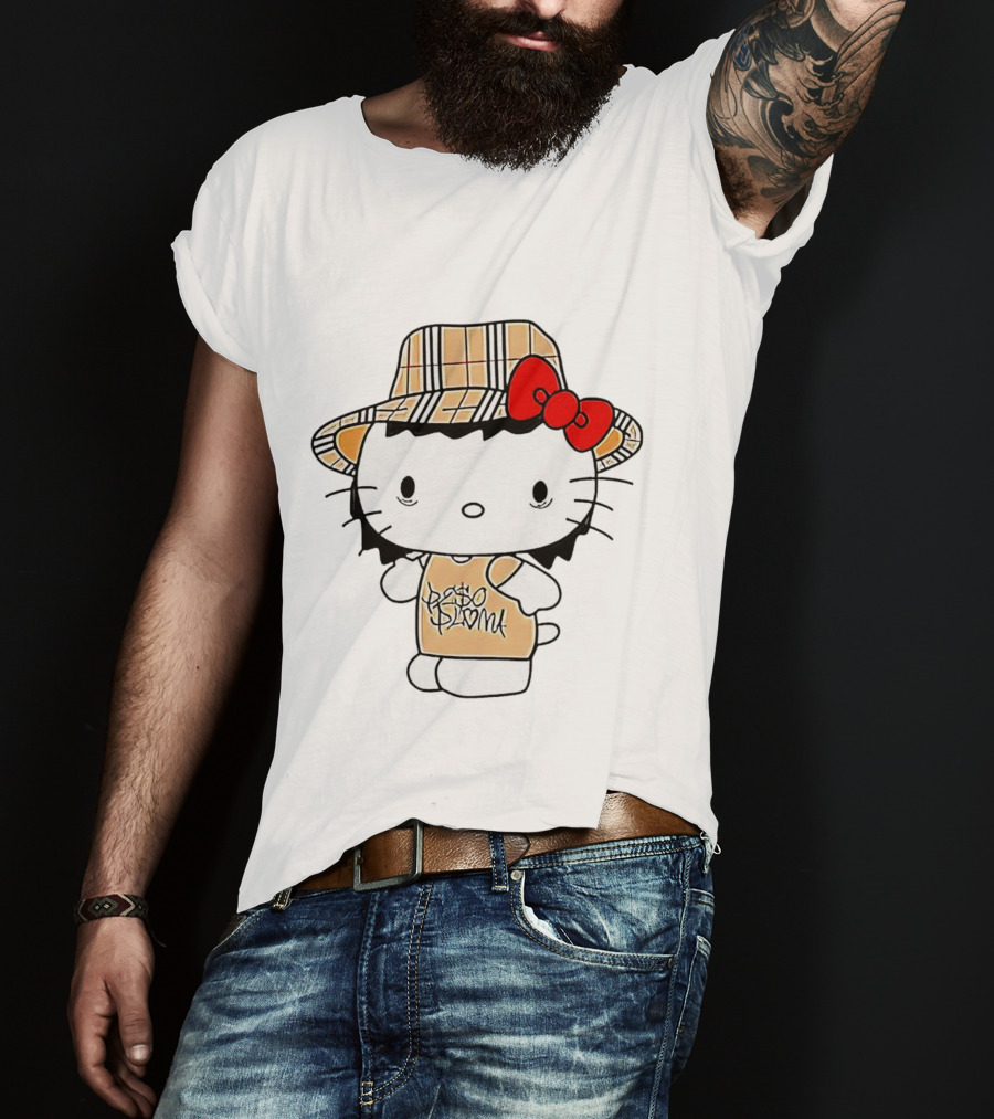 Peso Pluma Hello Kitty Plaid Hat Red Bow T-Shirt