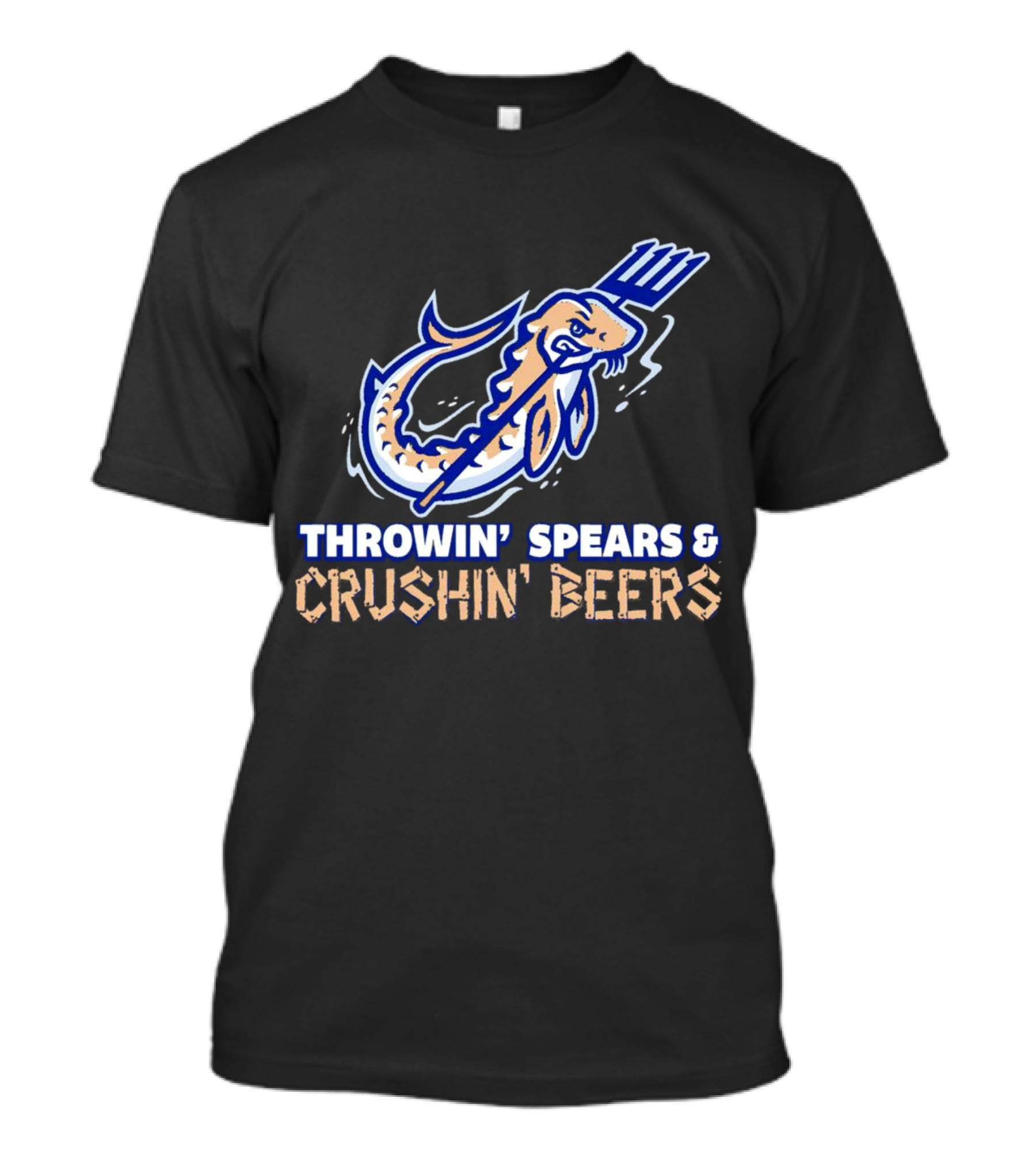 Throwin' Spears And Crushin' Beers Catfish With Pitchfork T-Shirt