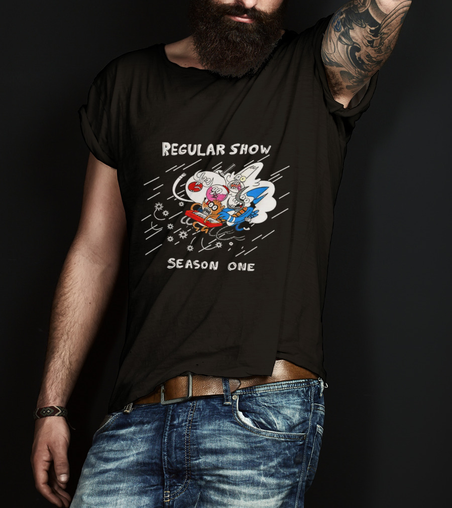 Regular Show Season One Animated Characters In Action T-Shirt