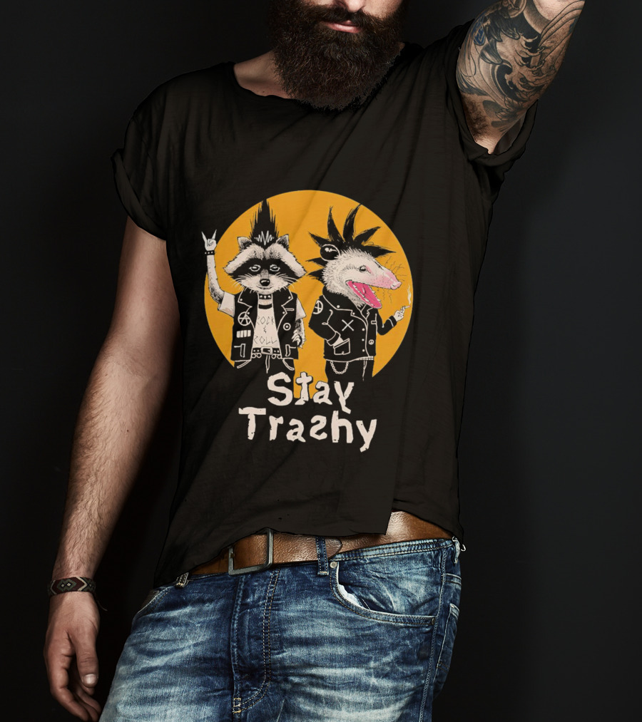 Stay Trashy Rock And Roll Punk Raccoon And Possum T-Shirt