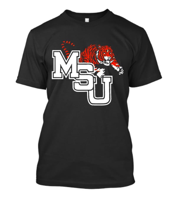 MSU Tiger Logo With Fierce Tiger Image T-Shirt