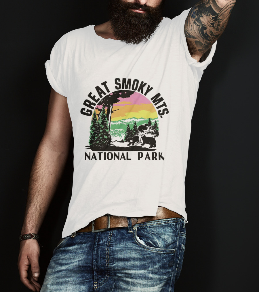 Great Smoky Mts National Park Sunset With Forest And Bears T-Shirt