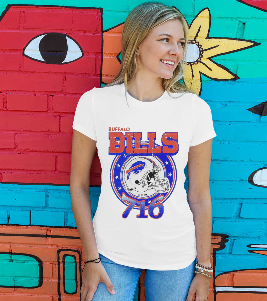 Buffalo Bills Bflo 716 Day Celebration Helmet Stars T-Shirt