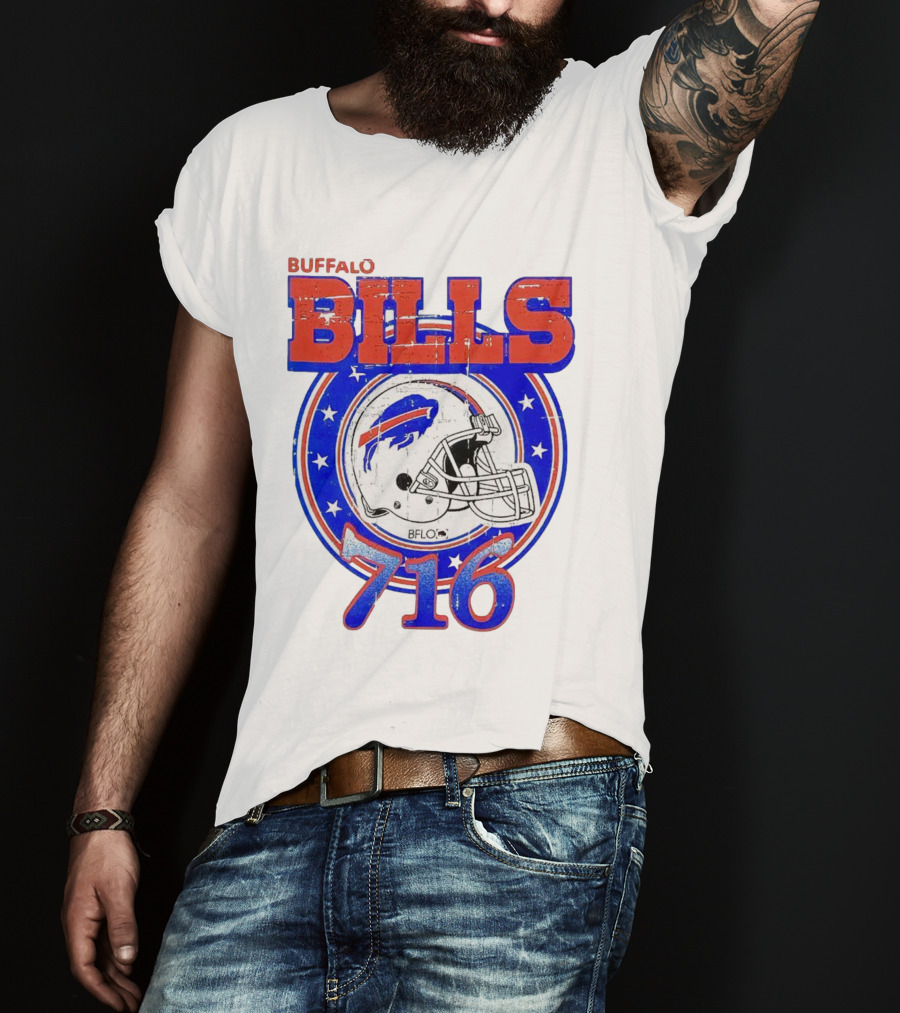 Buffalo Bills Bflo 716 Day Celebration Helmet Stars T-Shirt