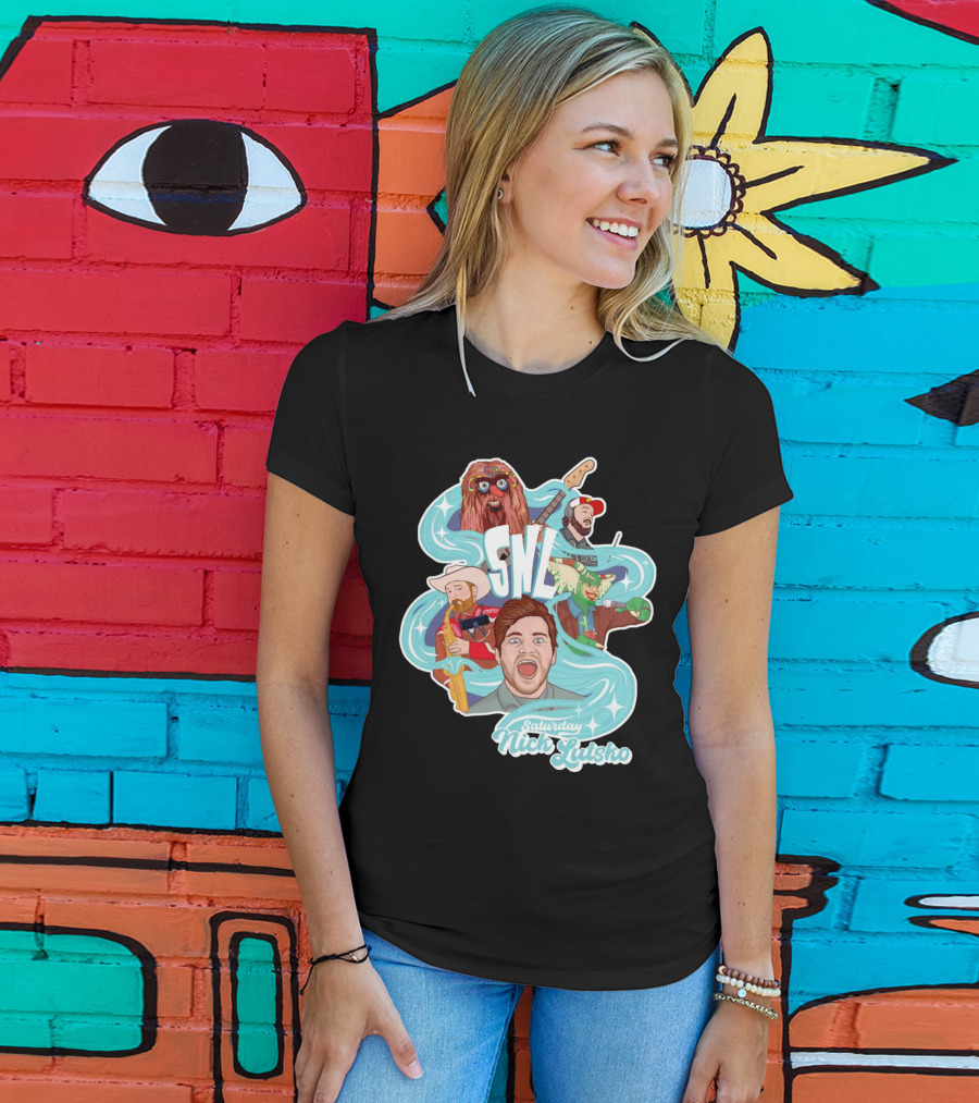 Saturday Nick Lutsko SNL Characters And Music Elements T-Shirt