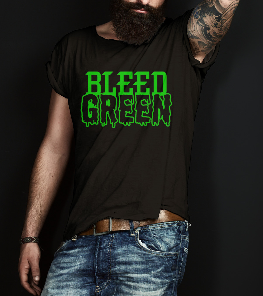 Bleed Green Dripping Neon Text T-Shirt