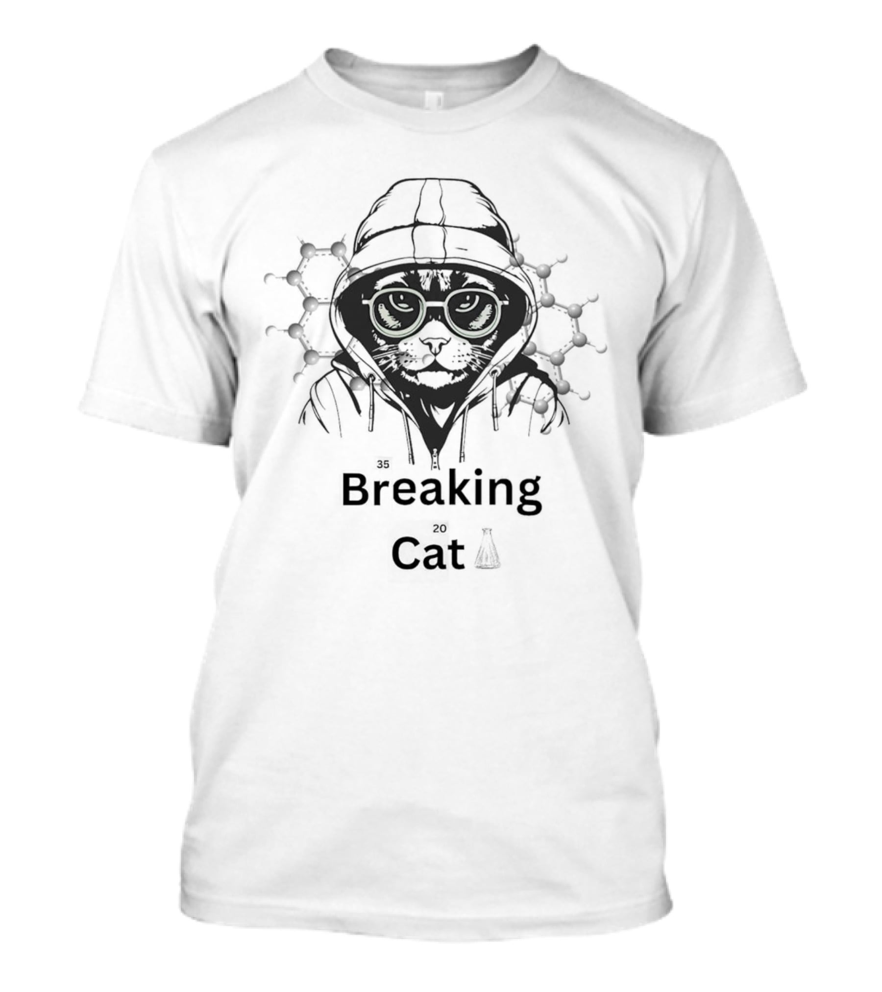 Breaking Cat Hoodie With Green Glasses Vintage Chemistry Elements T-Shirt