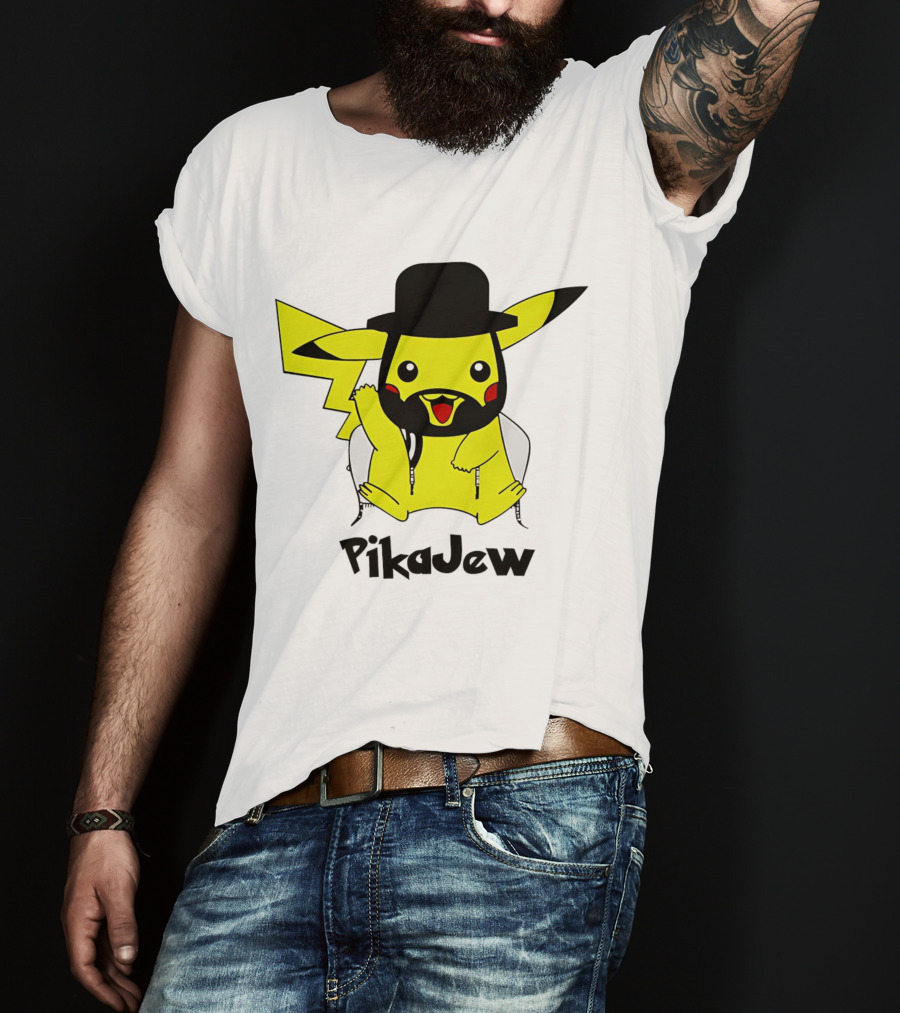 PikaJew Pikachu Hasidic Jewish Fusion Character With Yarmulke And Payot T-Shirt