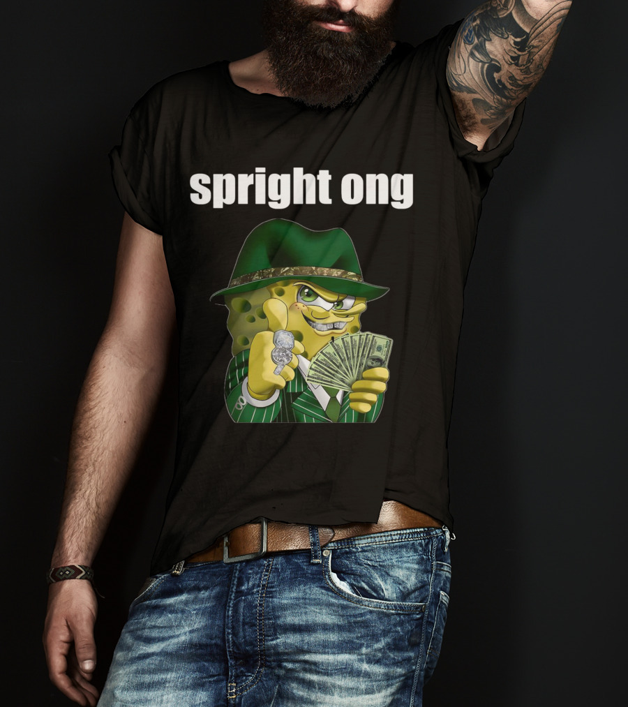 Spright Ong Money Spongebob In Green Suit With Cash T-Shirt