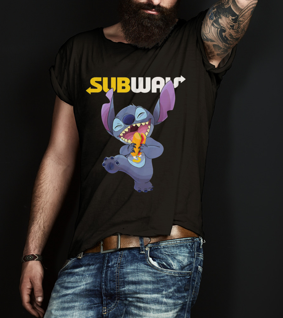SUBWAY Stitch Eating Hotdog T-Shirt