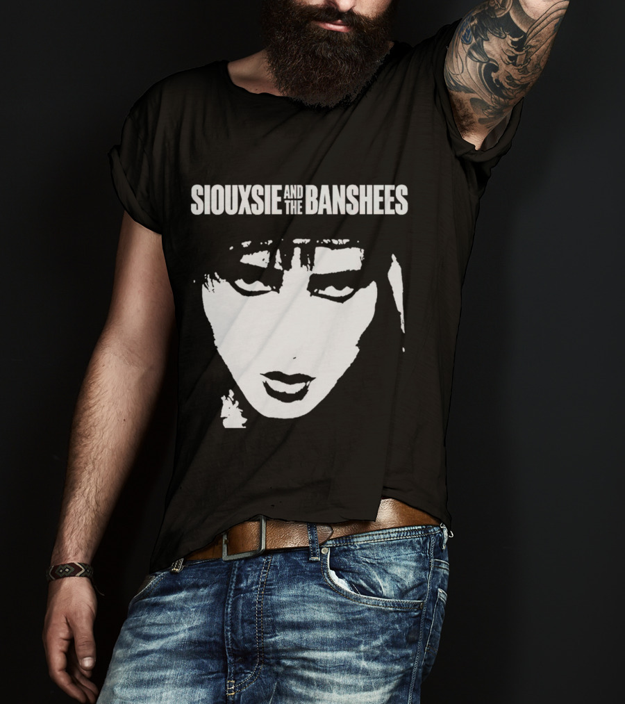 Siouxsie And The Banshees Bold Black And White Stylized Face T-Shirt