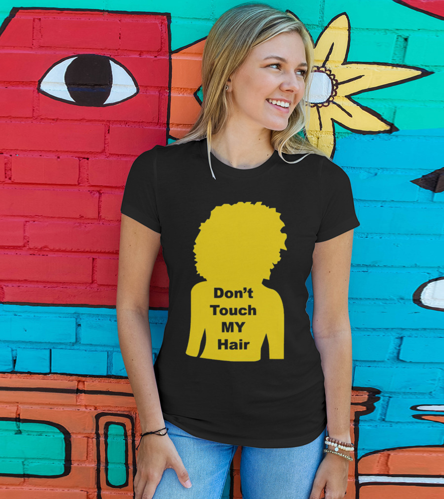 Don’t Touch My Hair Yellow Silhouette Afro Outline T-Shirt