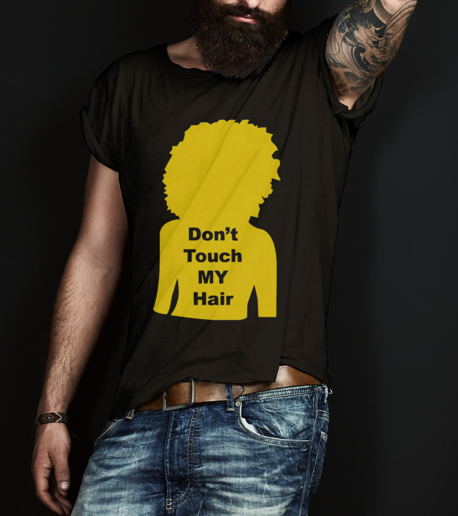 Don’t Touch My Hair Yellow Silhouette Afro Outline T-Shirt
