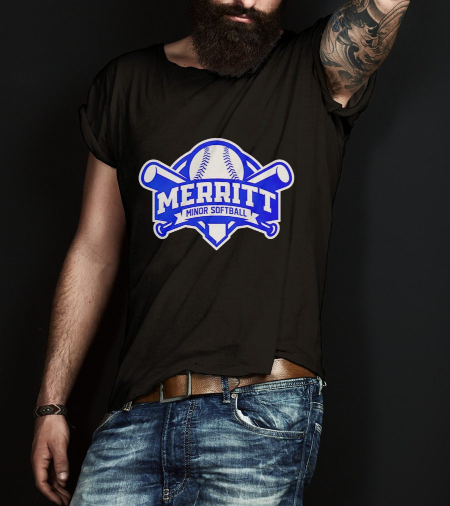 Merritt Minor Softball Baseball Crossed Bats Emblem T-Shirt