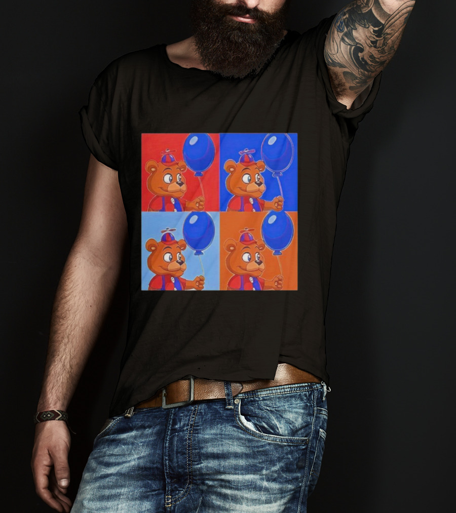 Balloon Freddy Pop Art Style Multicolor Collage T-Shirt