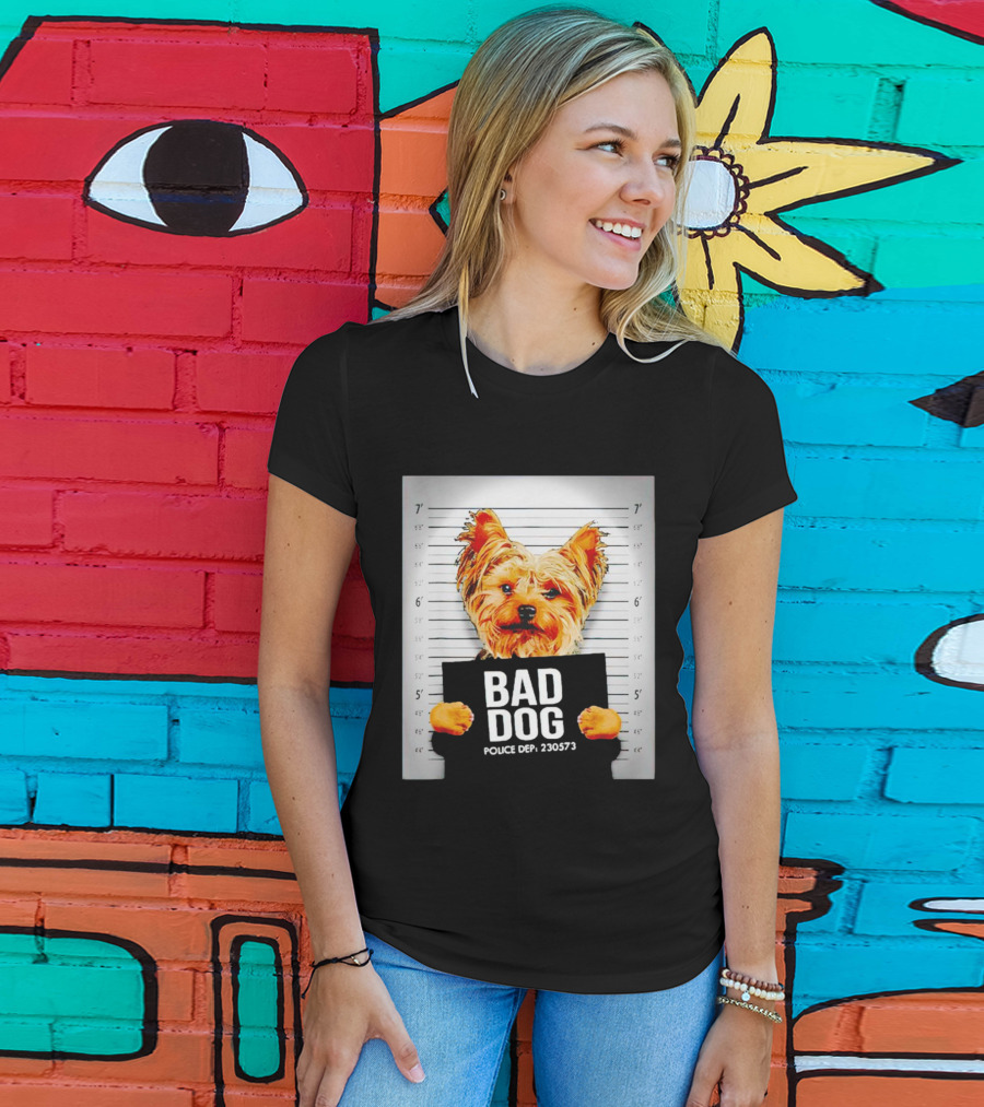 Bad Dog Yorkie Mugshot Police Dept 230573 T-Shirt