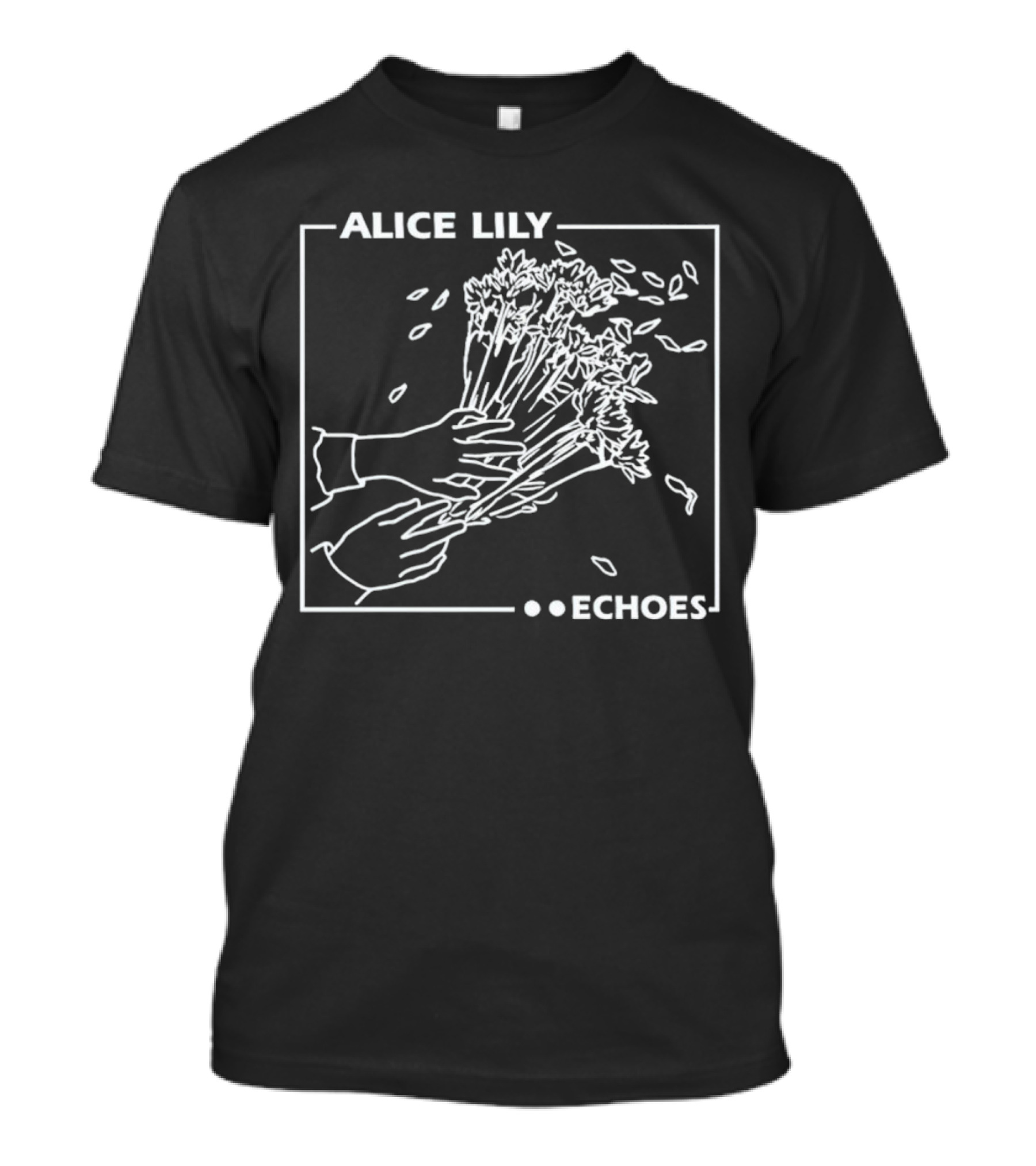 ALICE LILY ECHOES Floral Line Art Hands Petals T-Shirt