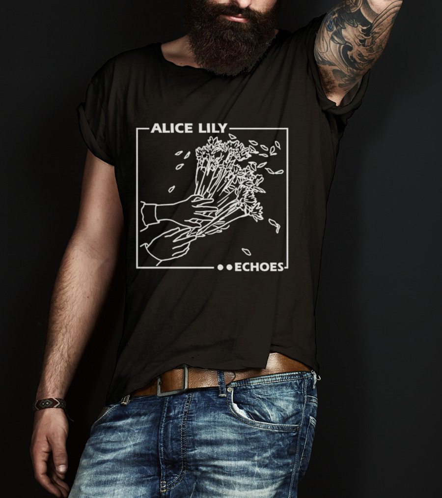 ALICE LILY ECHOES Floral Line Art Hands Petals T-Shirt