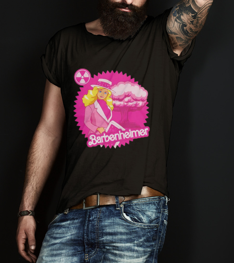 Barbenheimer Pink Explosion Icon With Radioactive T-Shirt
