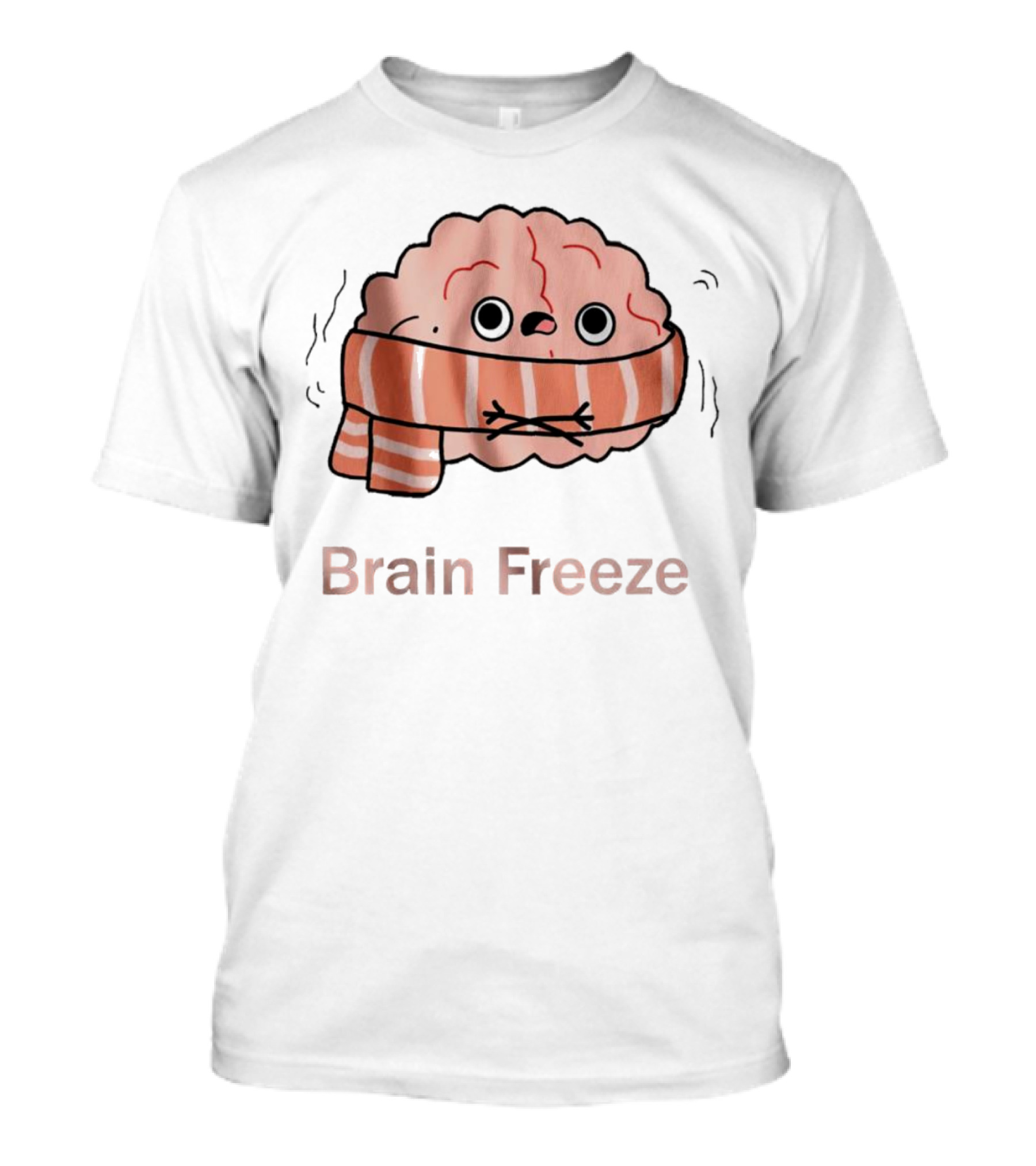 Brain Freeze Shivering Brain Wrapped In A Scarf T-Shirt