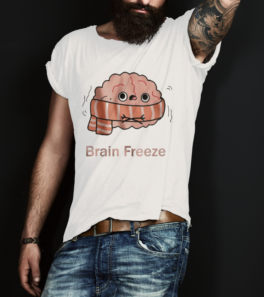 Brain Freeze Shivering Brain Wrapped In A Scarf T-Shirt