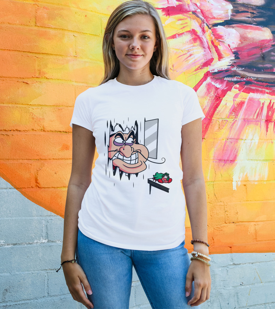 Chef Louis The Little Mermaid Cartoon Illustration With Louis Peeking Through Doorway T-Shirt