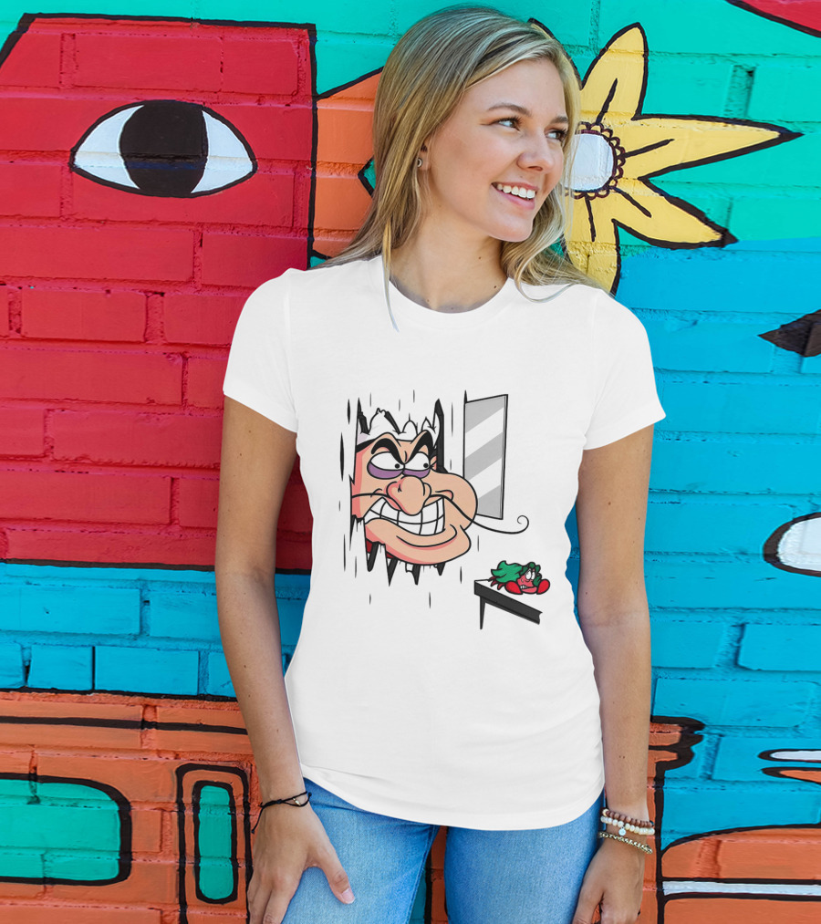 Chef Louis The Little Mermaid Cartoon Illustration With Louis Peeking Through Doorway T-Shirt